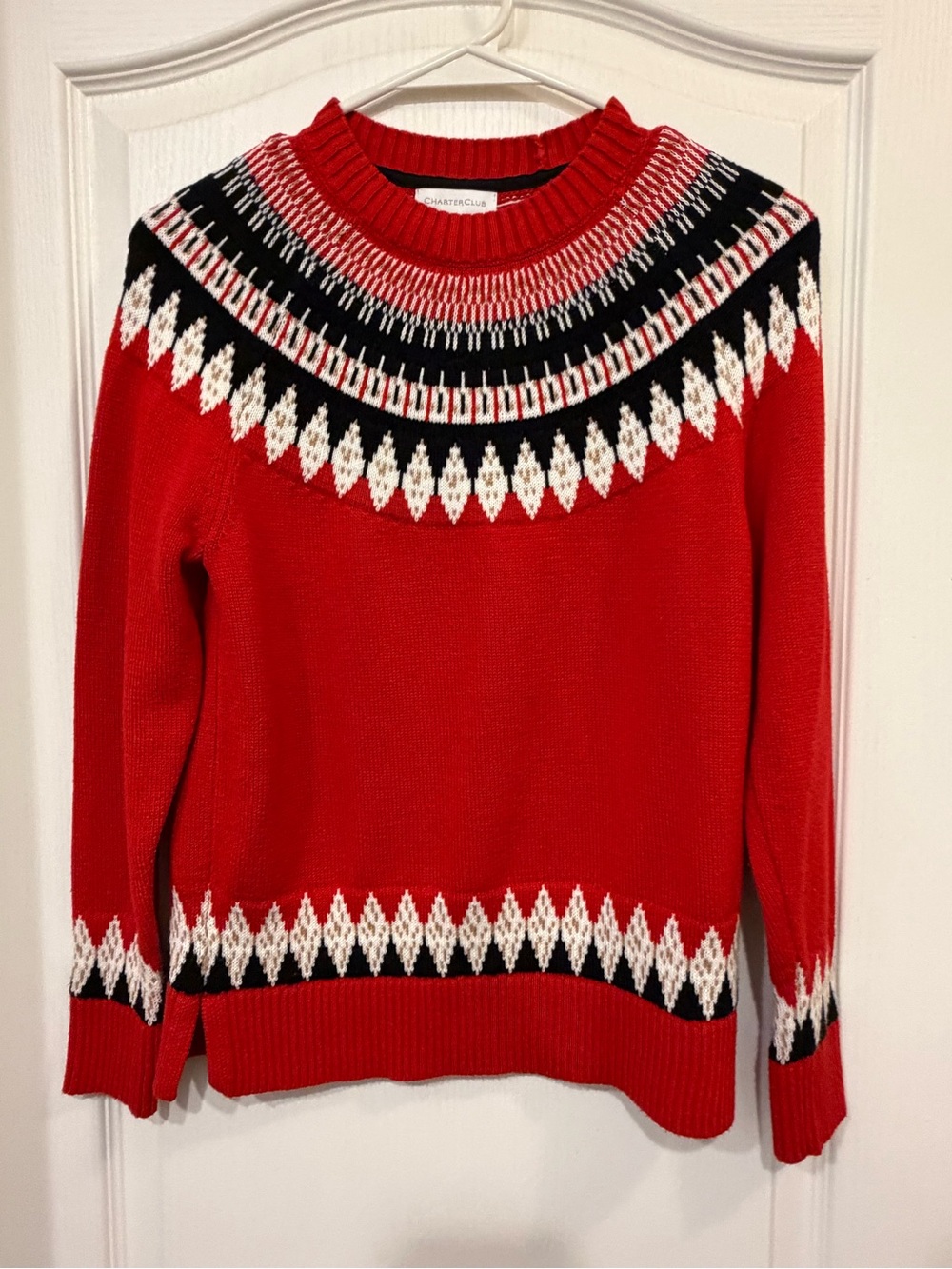 Charter Club Red Fair Isle Crewneck Sweater - Men